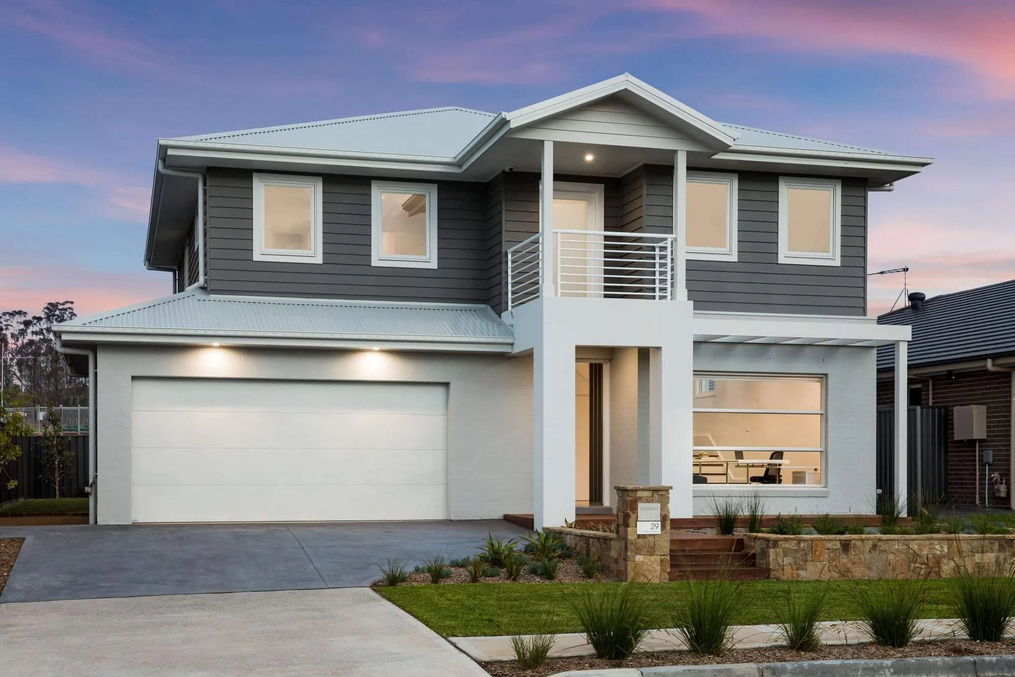 Willowdale custom home with native front garden