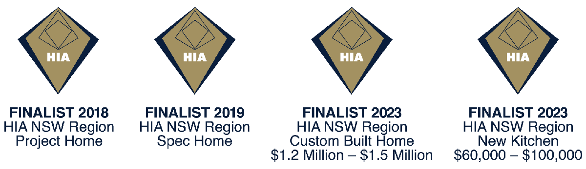 HIA NSW awards finalist badges 2018, 2019 and 2023 | Refined Group