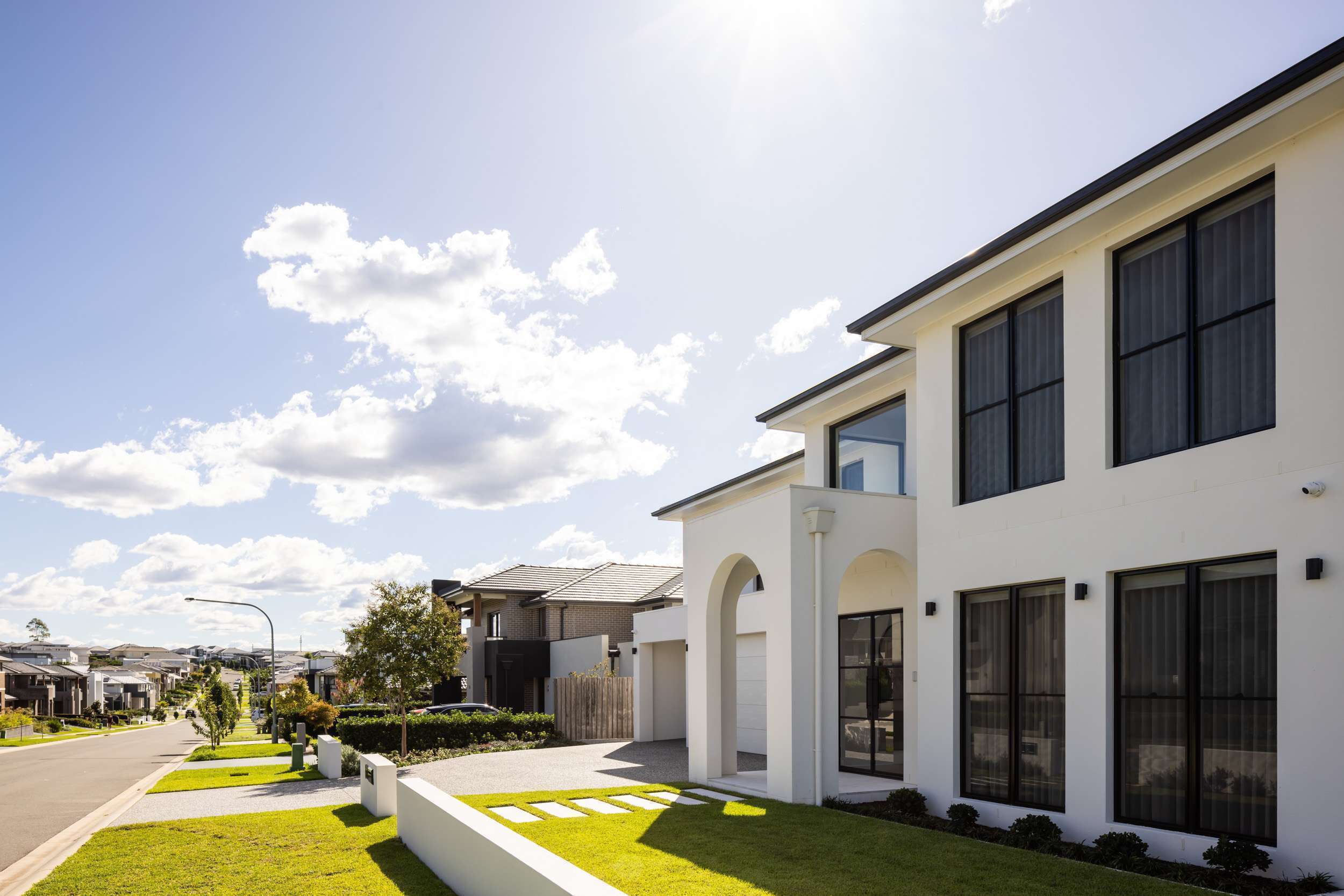 Street view of completed custom home build, Kellyville NSW
