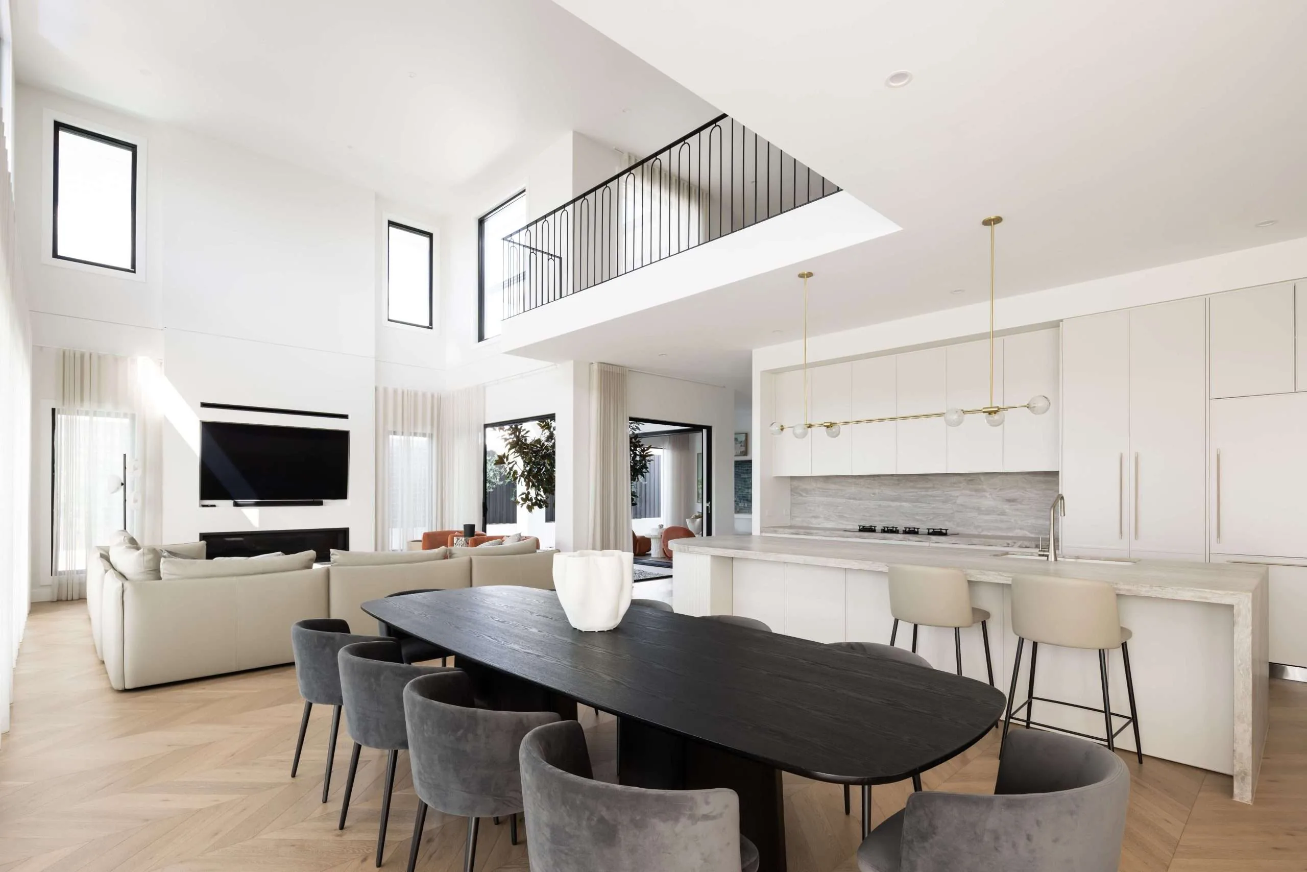 Open-plan kitchen, dining and living zone, Kellyville architect-designed home
