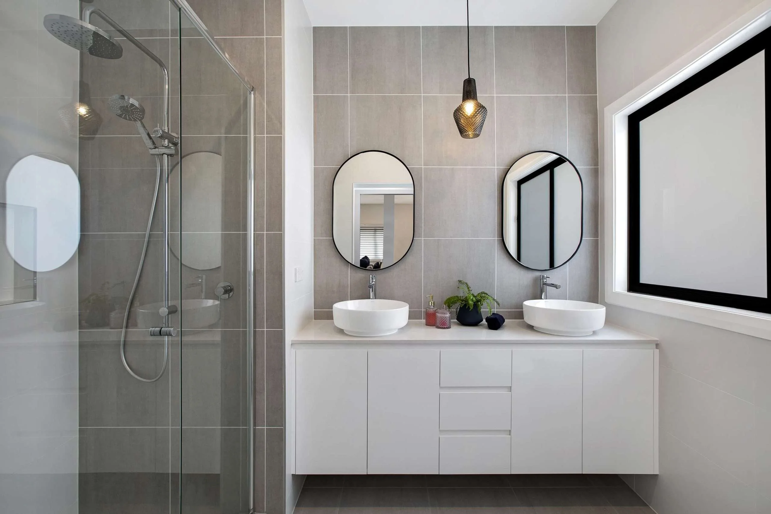 Ensuite bathroom with double vanity, Westmead custom build