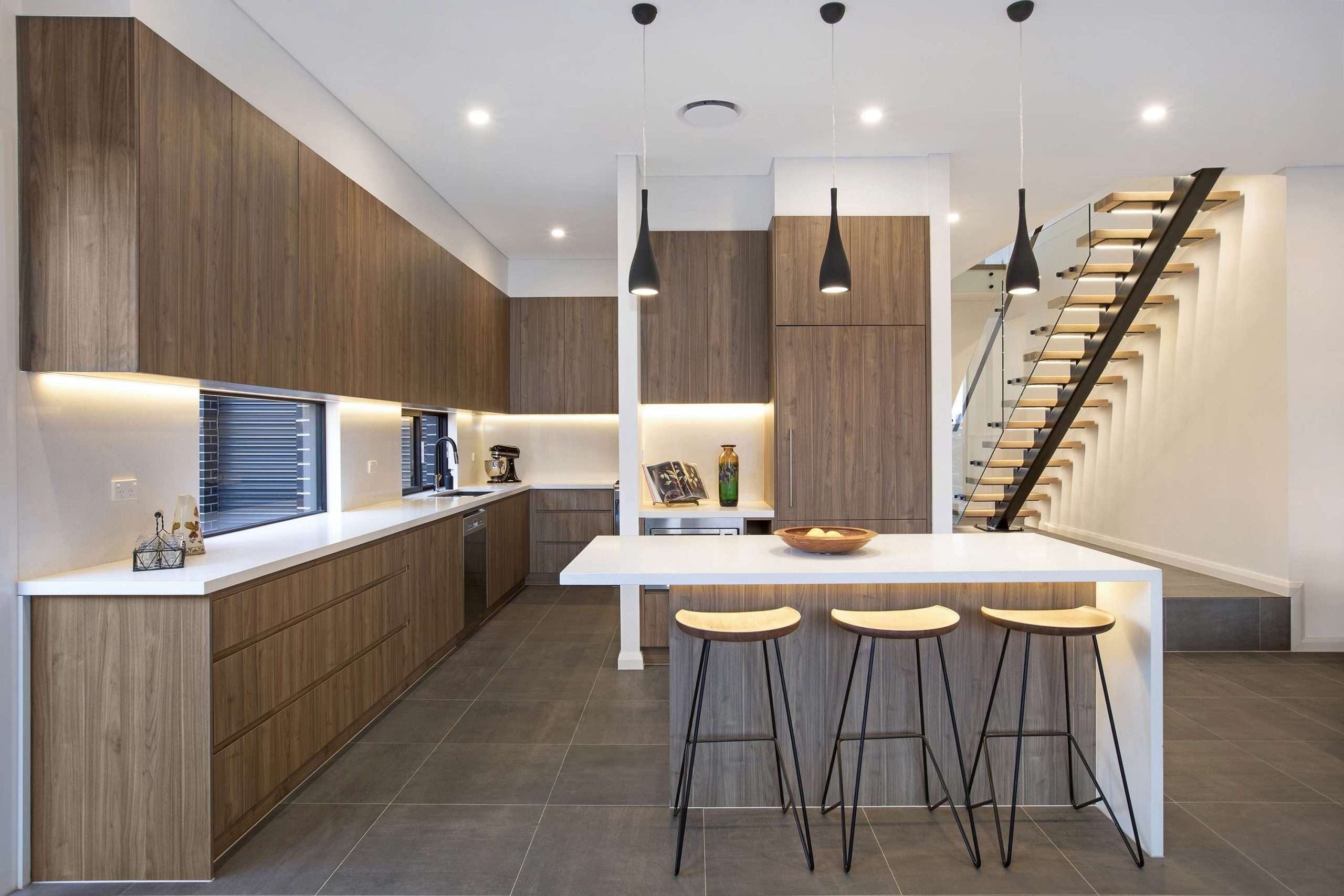 Dining area with timber table and garden outlook, Westmead custom home