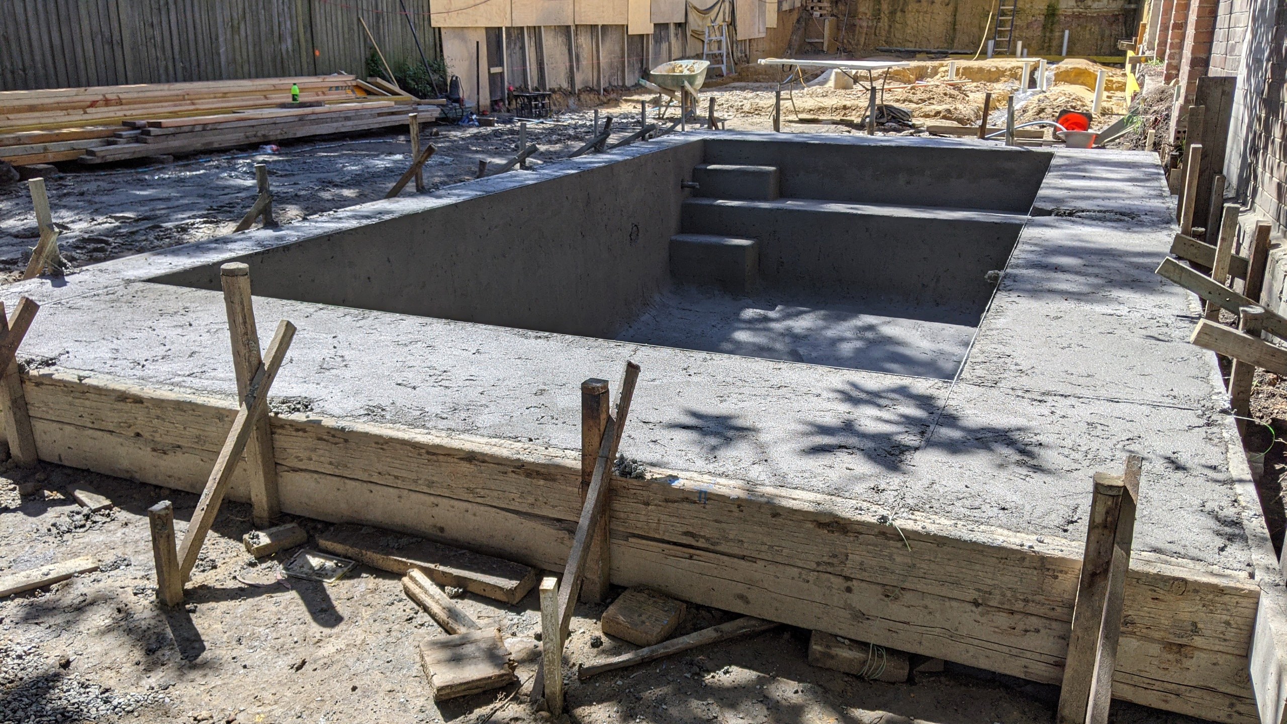 The cured concrete pool shell before finishes, Balmain