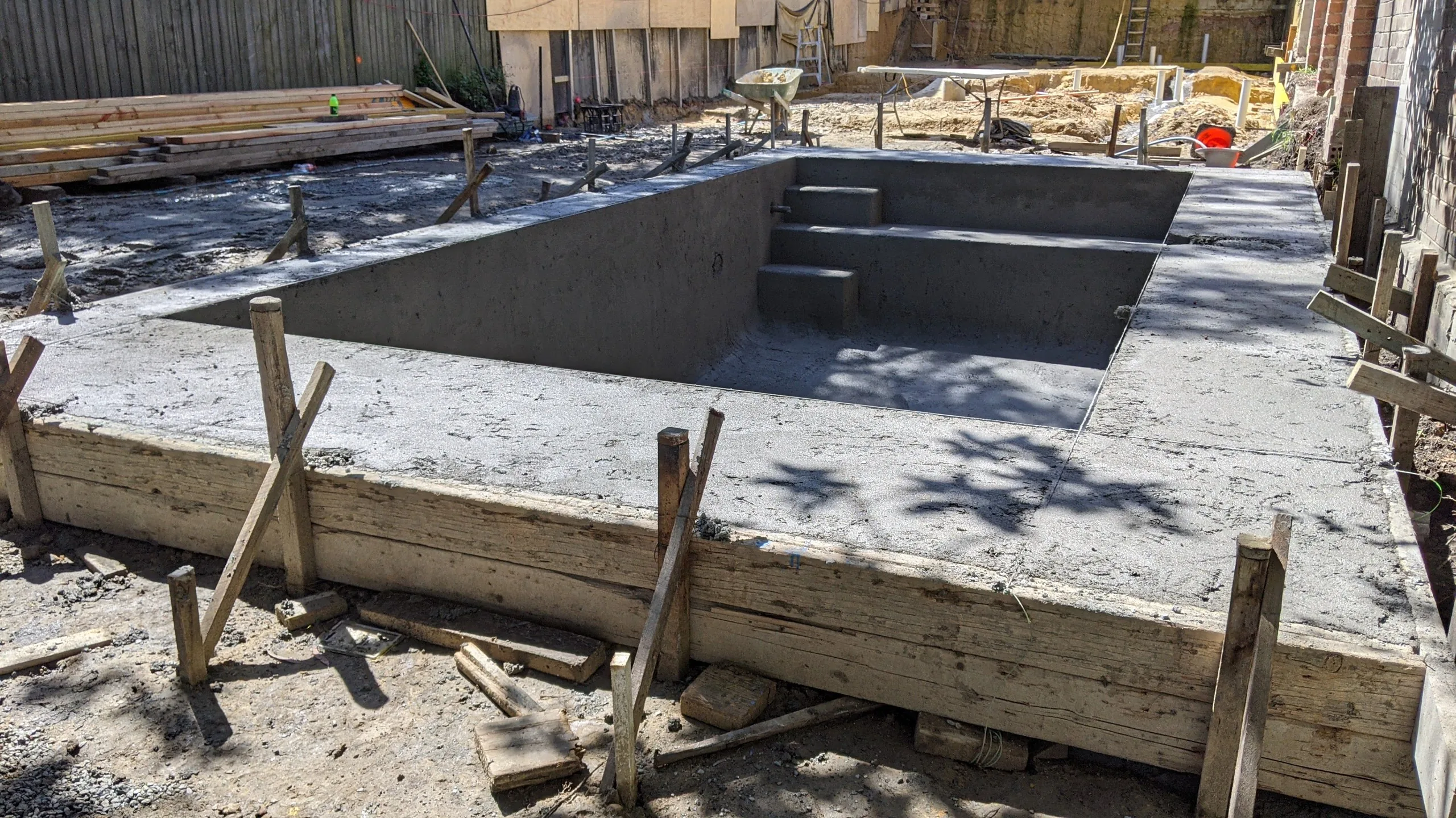 The cured concrete pool shell before finishes, Balmain