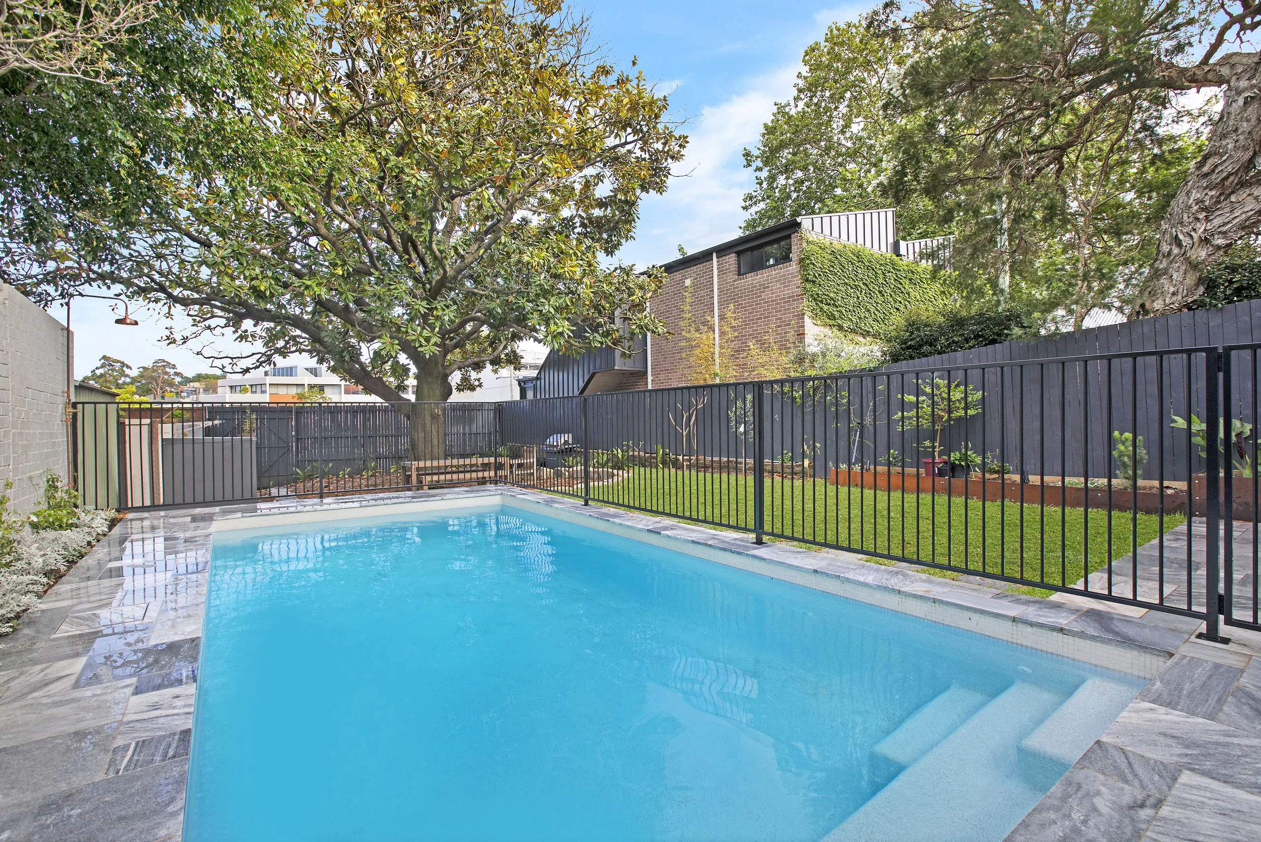 Pool shaded by the protected magnolia tree, Balmain