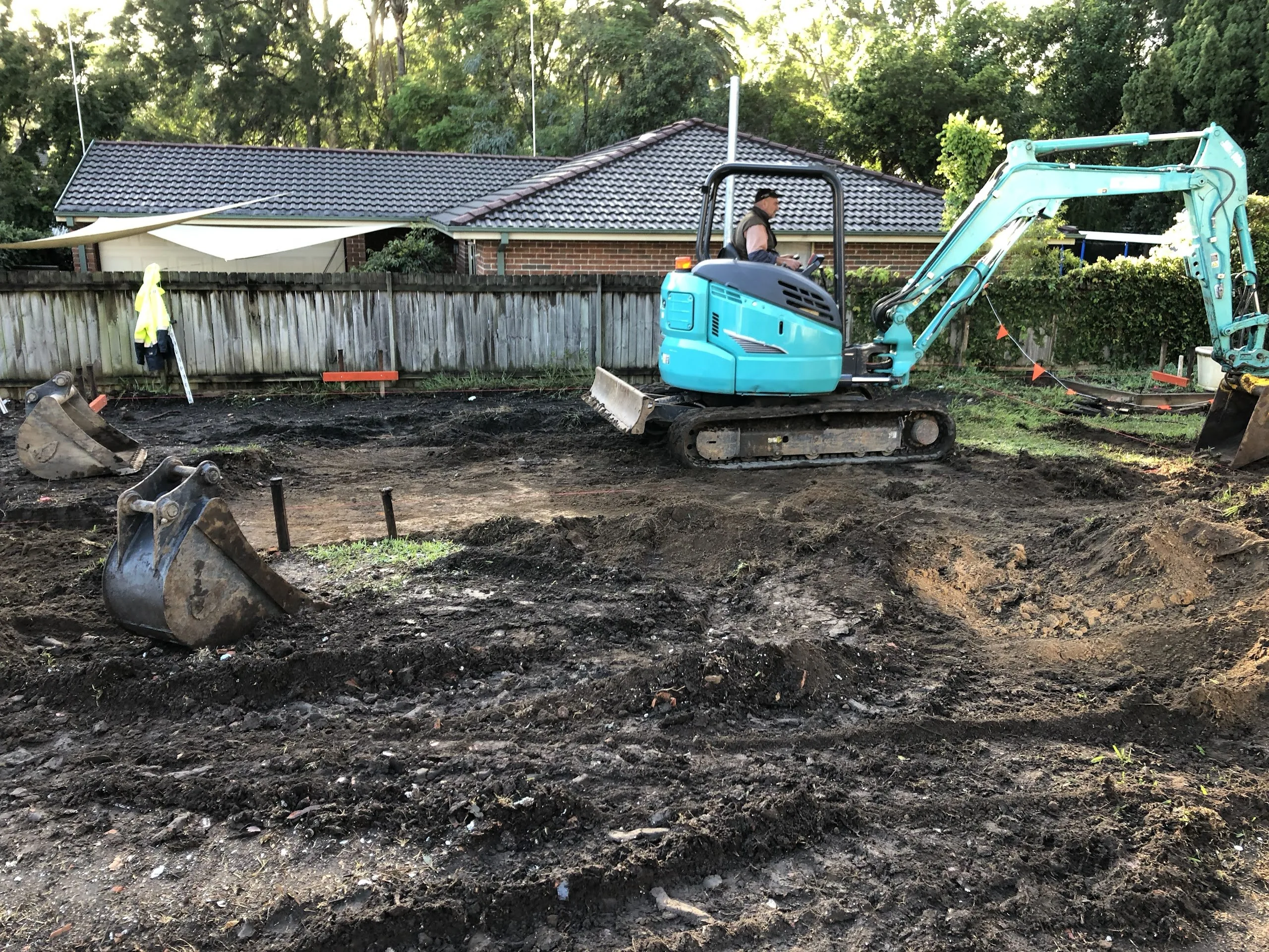 Stage one: excavation begins on the open block, before home construction started