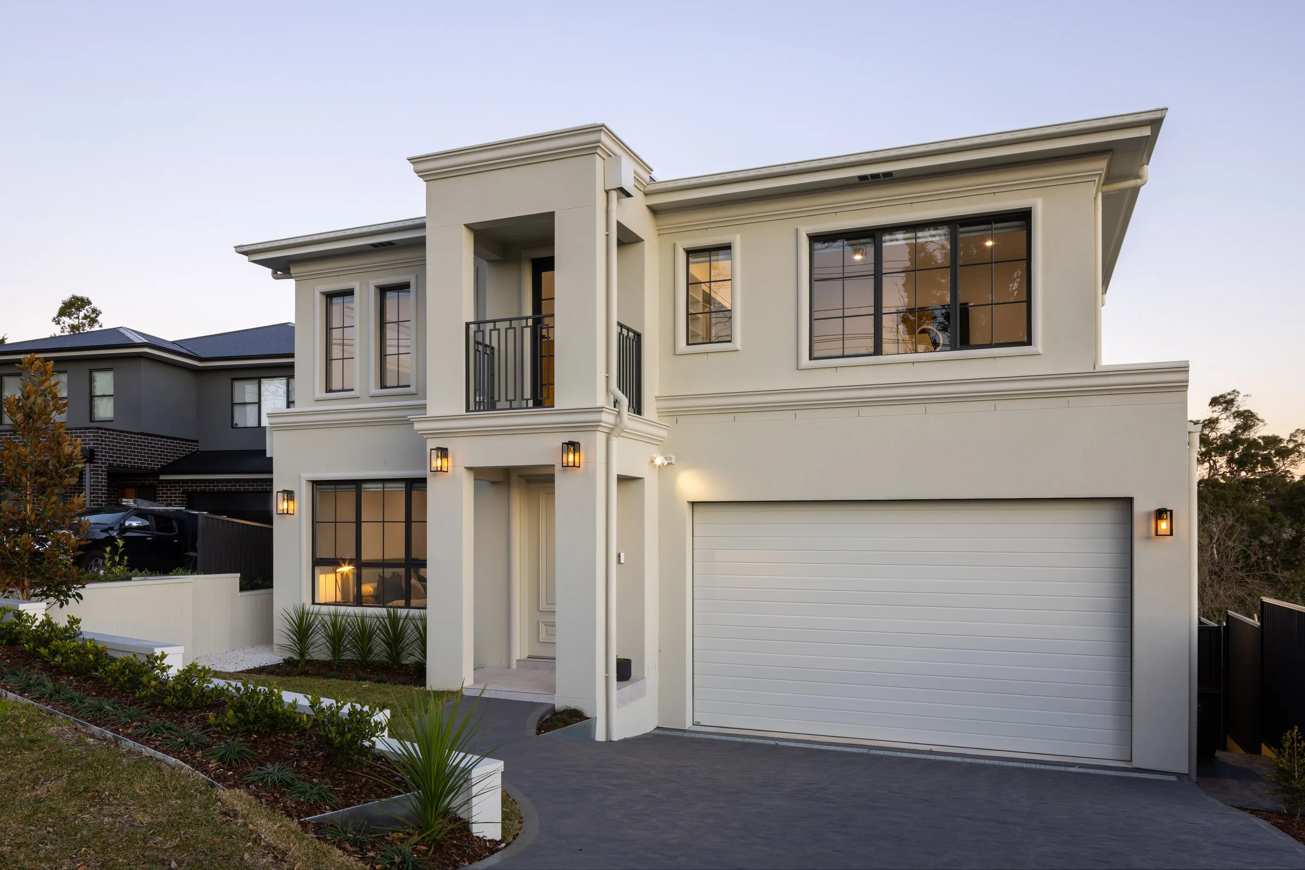 The Westleigh home in its street, blending with the neighbouring houses